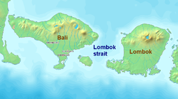 Carte du détroit de Lombok.
