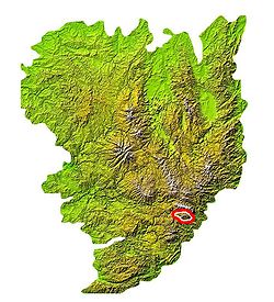 Localisation du Bougès sur la carte du Massif central