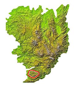 Carte de localisation des monts de Lacaune.