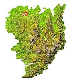 Localisation des monts de Toulx sur la carte du Massif central