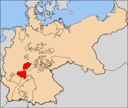 Localisation du grand-duché de Hesse au sein de l'Empire allemand