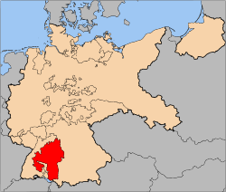 Localisation du Wurtemberg (en rouge) au sein de la république de Weimar