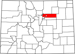 Map of Colorado highlighting Adams County.svg