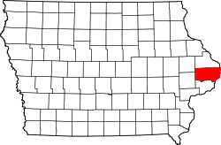 Map of Iowa highlighting Clinton County.svg