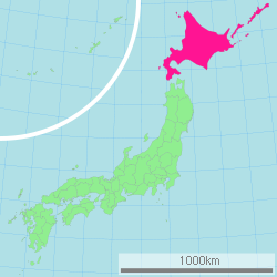 Carte du Japon avec la Préfecture de Hokkaidō mise en évidence