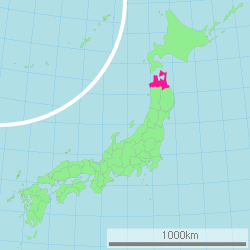 Carte du Japon avec la Préfecture d'Aomori mise en évidence