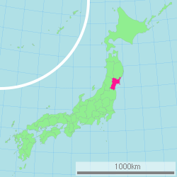 Carte du Japon avec la Préfecture de Miyagi mise en évidence