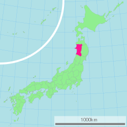 Carte du Japon avec la Préfecture d'Akita mise en évidence