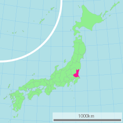 Carte du Japon avec la Préfecture d'Ibaraki mise en évidence