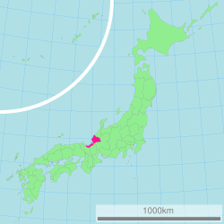Carte du Japon avec la Préfecture de Fukui mise en évidence