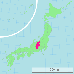 Carte du Japon avec la Préfecture de Nagano mise en évidence