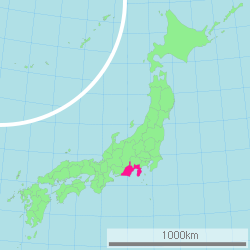 Carte du Japon avec la Préfecture de Shizuoka mise en évidence