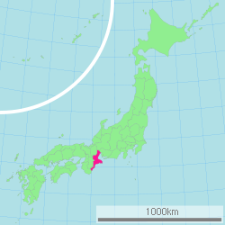 Carte du Japon avec la Préfecture de Mie mise en évidence