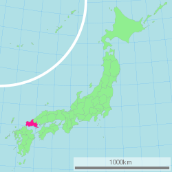 Carte du Japon avec la Préfecture de Yamaguchi mise en évidence