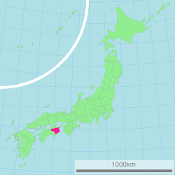 Carte du Japon avec la Préfecture de Tokushima mise en évidence