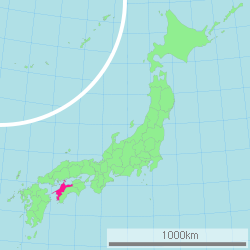 Carte du Japon avec la Préfecture d'Ehime mise en évidence