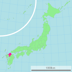 Carte du Japon avec la Préfecture de Fukuoka mise en évidence