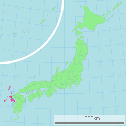 Carte du Japon avec la Préfecture de Nagasaki mise en évidence