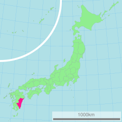 Carte du Japon avec la Préfecture de Miyazaki mise en évidence