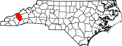 Map of North Carolina highlighting Haywood County.svg