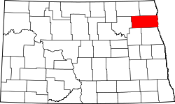 Map of North Dakota highlighting Walsh County.svg