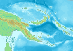 Carte topographique montrant les monts Bismarck au centre de la Papouasie-Nouvelle-Guinée.