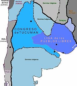 Les Provincies Unies du Río de la Plata en 1816