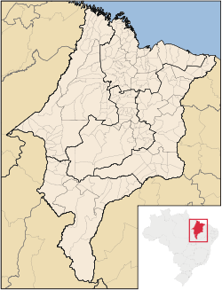 Carte de l'État de Maranhão (en rouge) à l'intérieur du Brésil