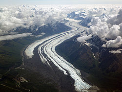 Vue aérienne du glacier Matanuska.