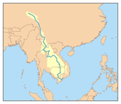 Carte du bassin versant du Mékong.