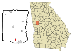 Meriwether County Georgia Incorporated and Unincorporated areas Warm Springs Highlighted.svg
