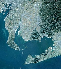 Image satellite de la baie de Mikawa.