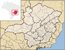 Carte de l'État du Minas Gerais (en rouge) à l'intérieur du Brésil