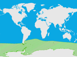 Carte mondiale de répartitionde l'éléphant de mer du sud