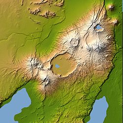 Carte topographique de l'aire de conservation du Ngorongoro montrant le massif du Ngorongoro.