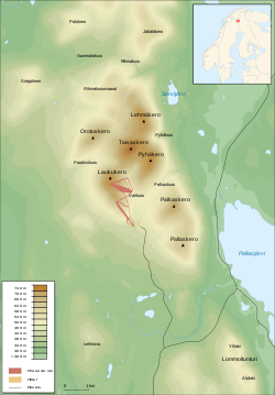 Carte du massif du Pallastunturi