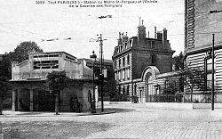 Entrée de la station Saint-Fargeau, vers 1920 et en 2011
