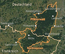 Carte de localisation du Pfälzerwald.