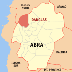 Localisation de Danglas (en rouge) dans la province d'Abra.