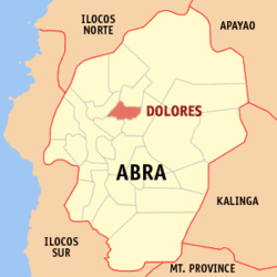 Localisation de Dolores (en rouge) dans la province d'Abra.