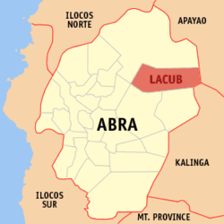 Localisation de Lacub (en rouge) dans la province d'Abra.