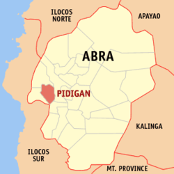 Localisation de Pidigan (en rouge) dans la province d'Abra.