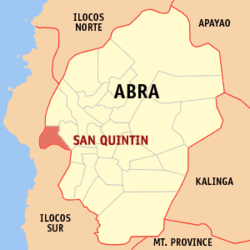 Localisation de San Quintin (en rouge) dans la province d'Abra.