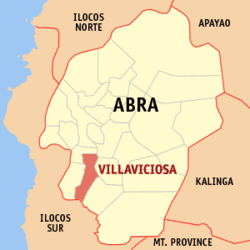 Localisation de Villaviciosa (en rouge) dans la province d'Abra.