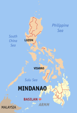 Localisation de la province de Basilan (en rouge) dans les Philippines.