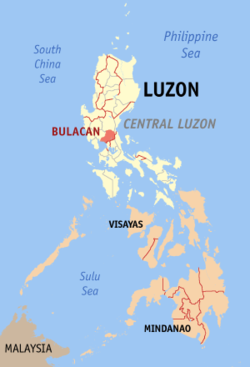 Localisation de la province de Bulacan (en rouge) dans les Philippines.