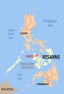 Localisation de la province de Cápiz (en rouge) dans les Philippines.