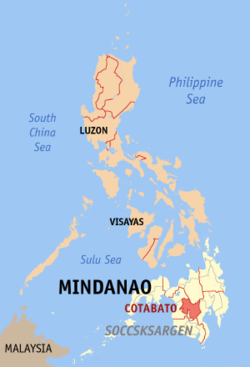 Localisation de la province de Cotabato (en rouge) dans les Philippines.
