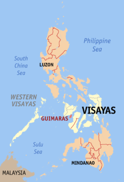 Localisation de la province de Guimaras (en rouge) dans les Philippines.