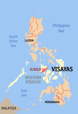Localisation de la province d'Iloilo (en rouge) dans les Philippines.